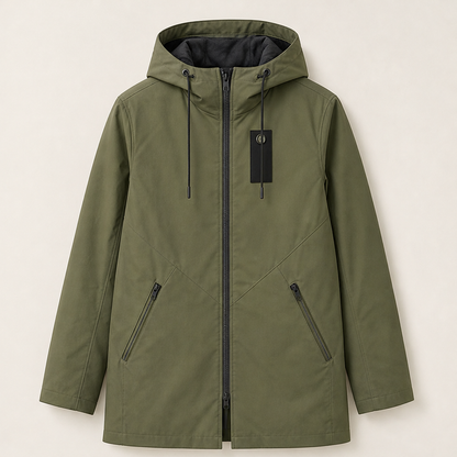Vernisio – Giacca Lunga con Cappuccio Olive