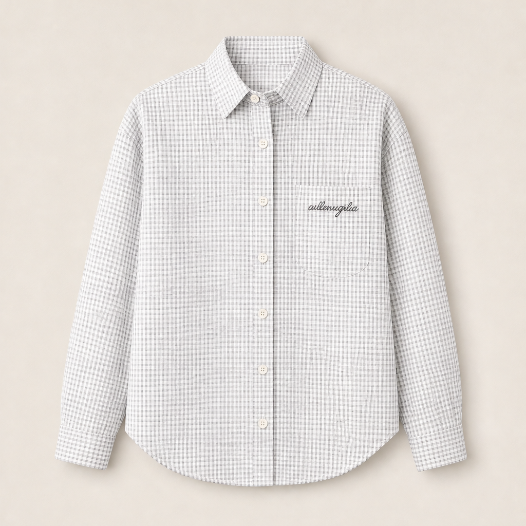 Verraco – Camicia a Quadretti con Orlo Curvo White