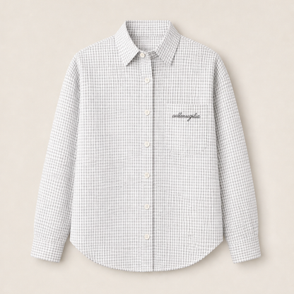 Verraco – Camicia a Quadretti con Orlo Curvo White