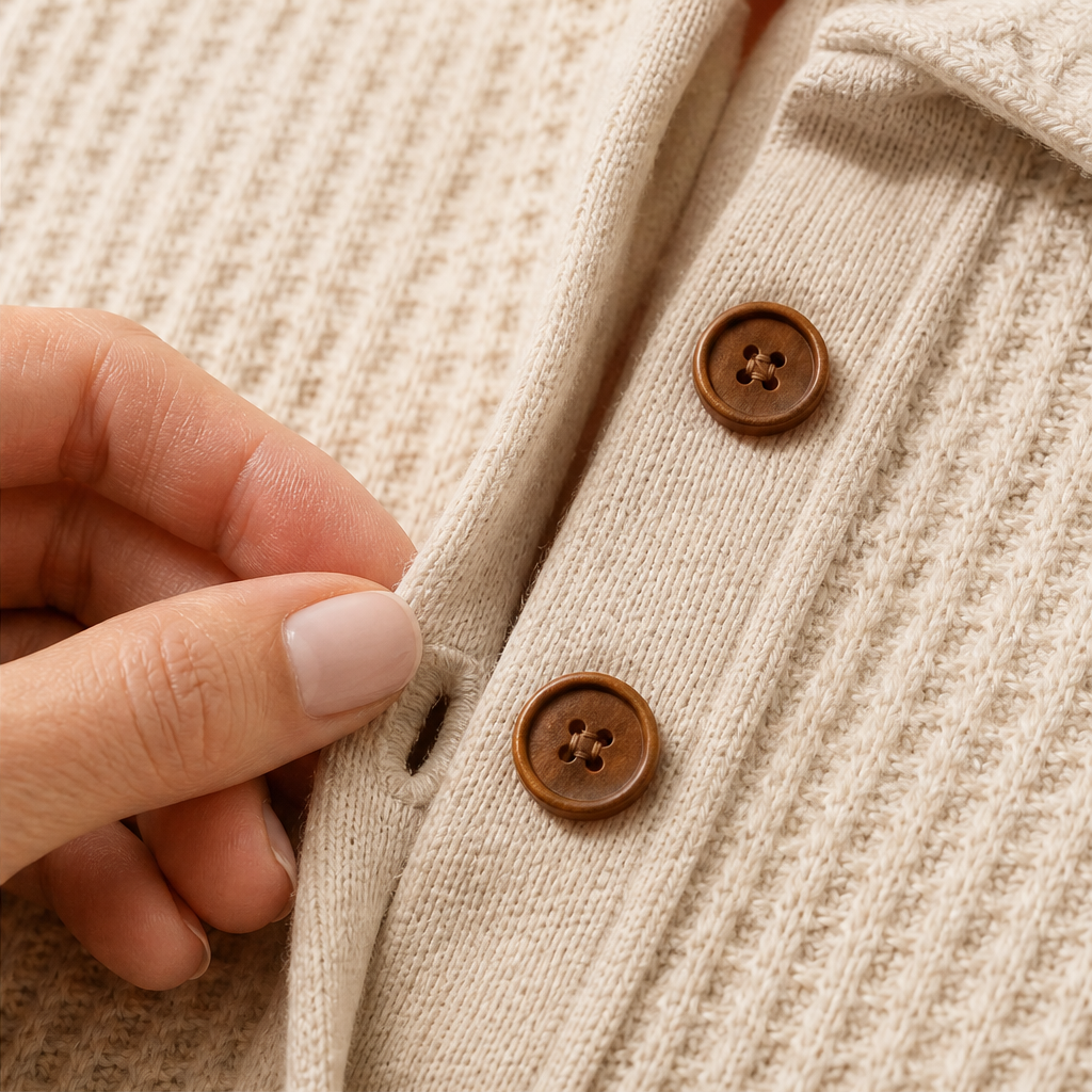 Morvenna – Maglia Henley in Maglia a Nido d'Ape detail
