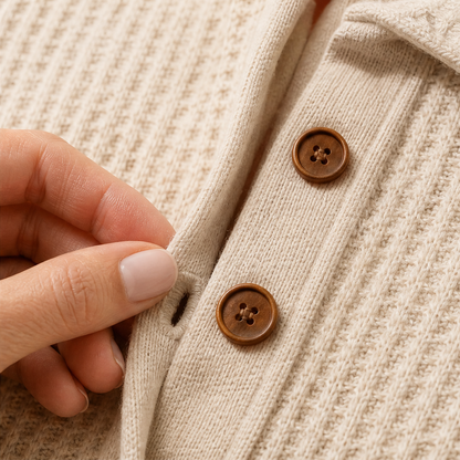 Morvenna – Maglia Henley in Maglia a Nido d'Ape detail