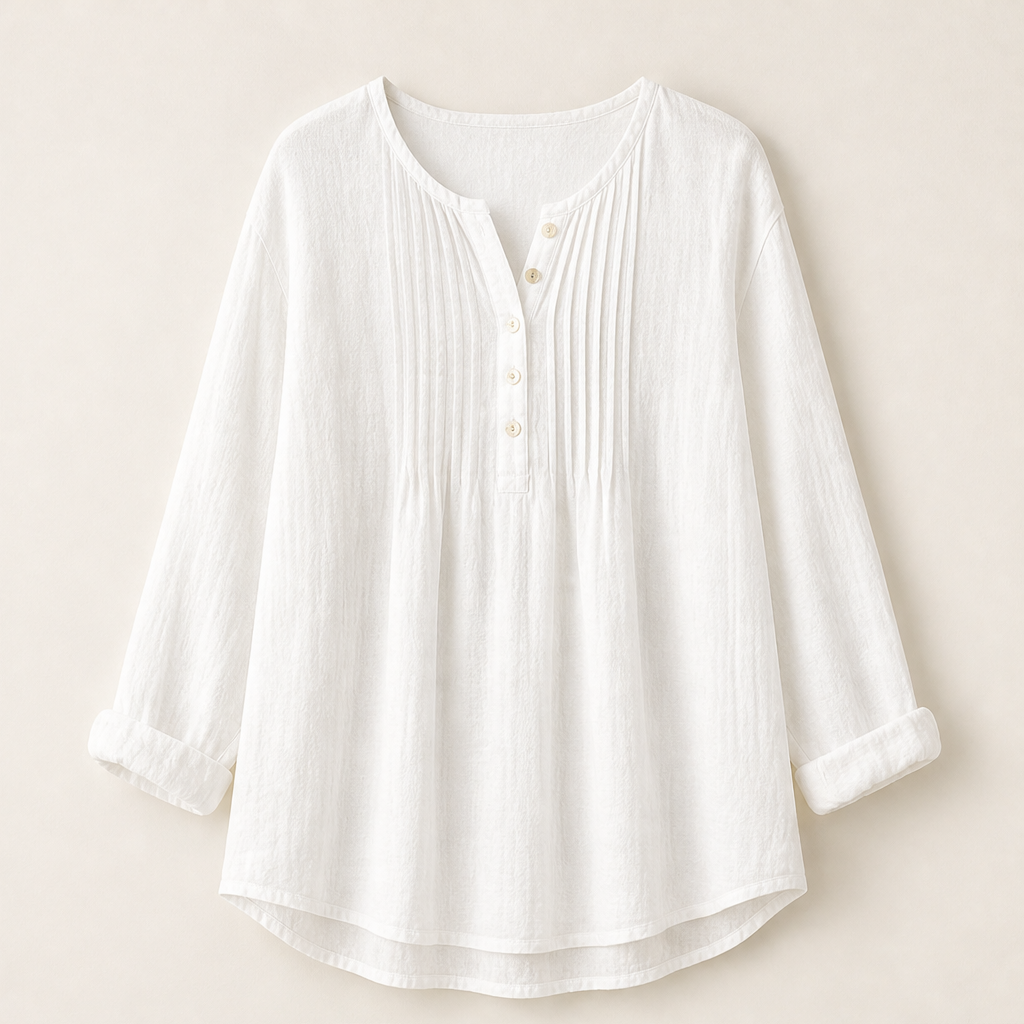 Moravia – Camicetta Plissé Collo Henley White