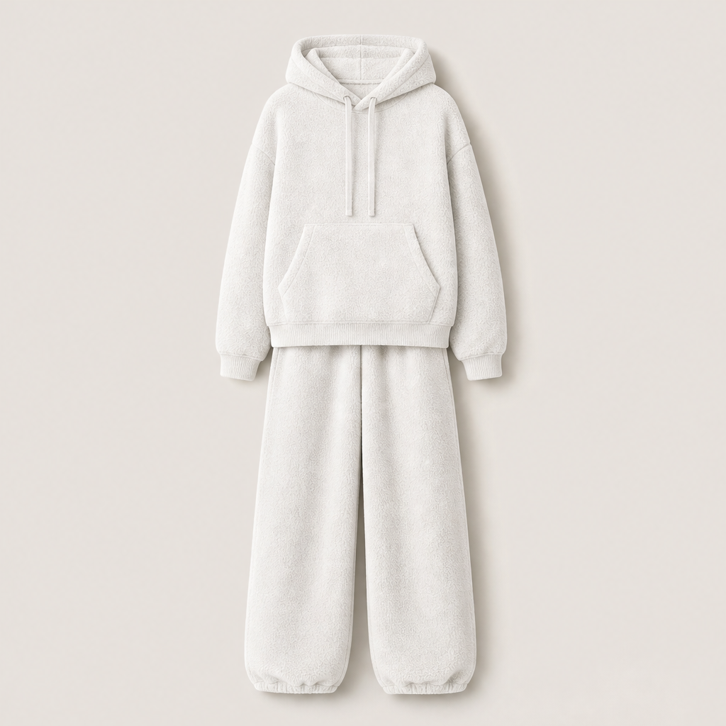 Morvana – Pantaloni Sweatpants in Pile Oversize Beige