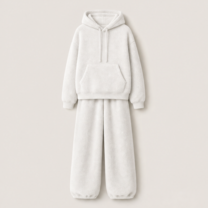 Morvana – Pantaloni Sweatpants in Pile Oversize Beige