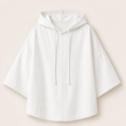 Venadora – Felpa Oversize in Denim con Cappuccio White