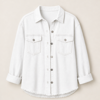 Denavio – Giacca di Jeans Oversize Effetto Vissuto White