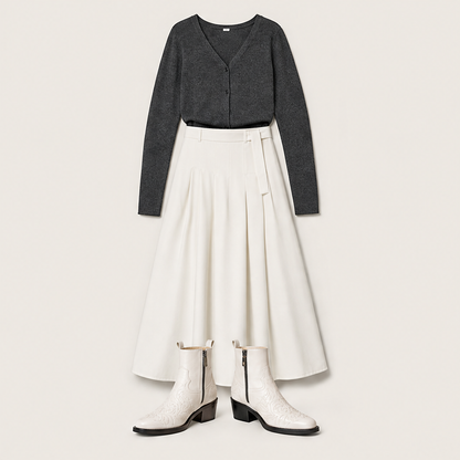 Velmara – Stivaletti Texani Ricamati in Pelle White