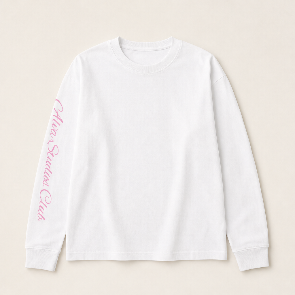 Velmora – Longsleeve Oversize con Stampa sulla Manica White