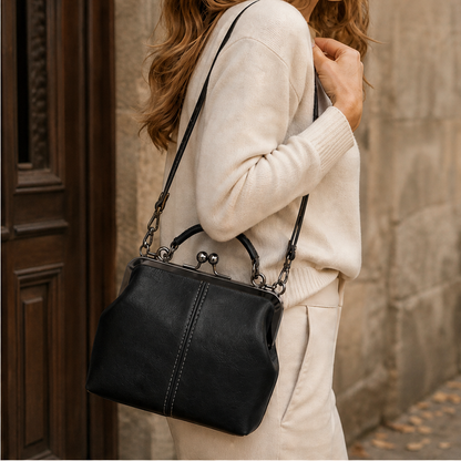 Vareloma – Borsa Vintage con Chiusura a Clamp Black