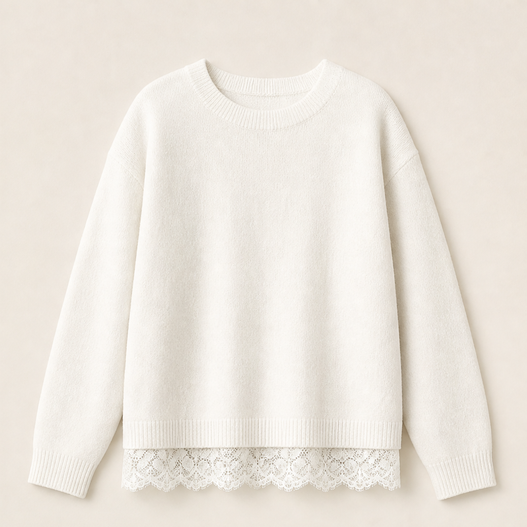 Novarla – Maglione Oversize con Pizzo White