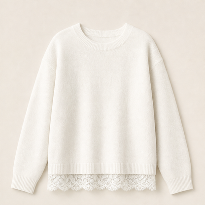 Novarla – Maglione Oversize con Pizzo White