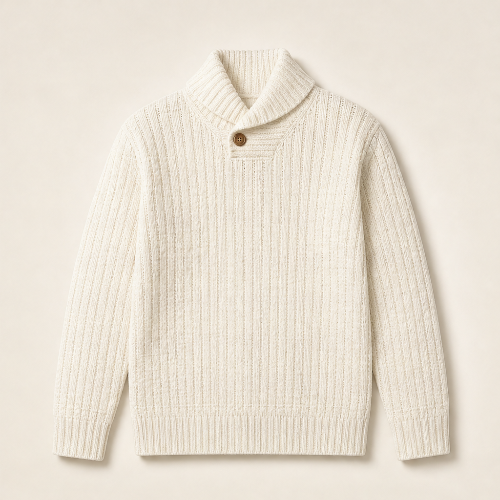 Vellara – Pullover in Maglia Testurizzata con Colletto Beige