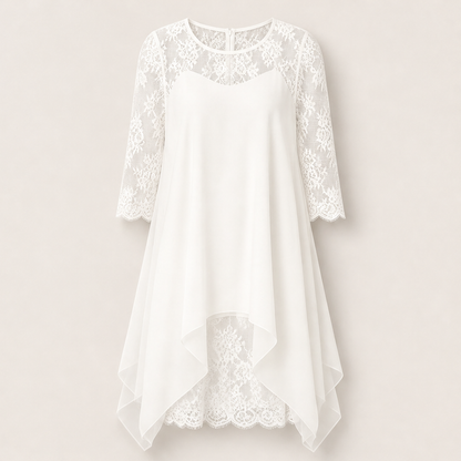 Lorentia – Abito Asimmetrico con Pizzo White
