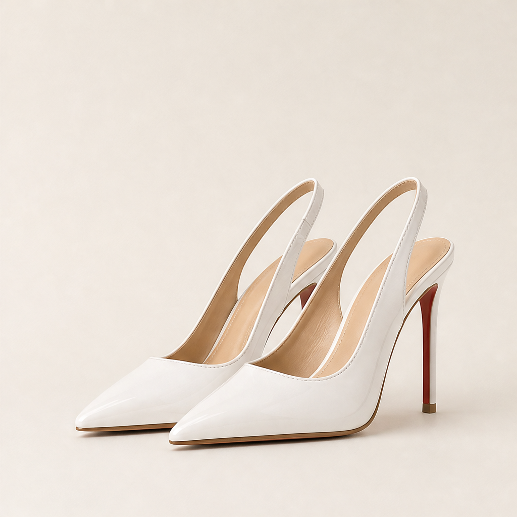 Vellorosa – Décolleté Slingback in Vernice a Punta White