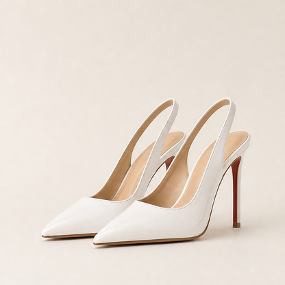 Vellorosa – Décolleté Slingback in Vernice a Punta White