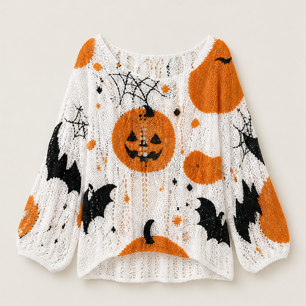 Zuccara – Top in Crochet Zucca e Pipistrello Spalle Scoperte White