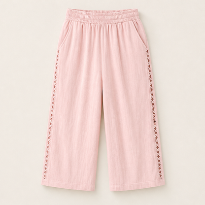 Lacerina – Pantaloni Capri Vita Alta con Pizzo Pink