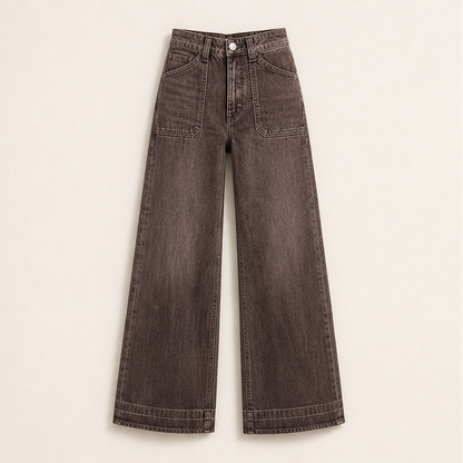 Velmora – Jeans a Vita Alta Elasticizzati Straight Leg Brown