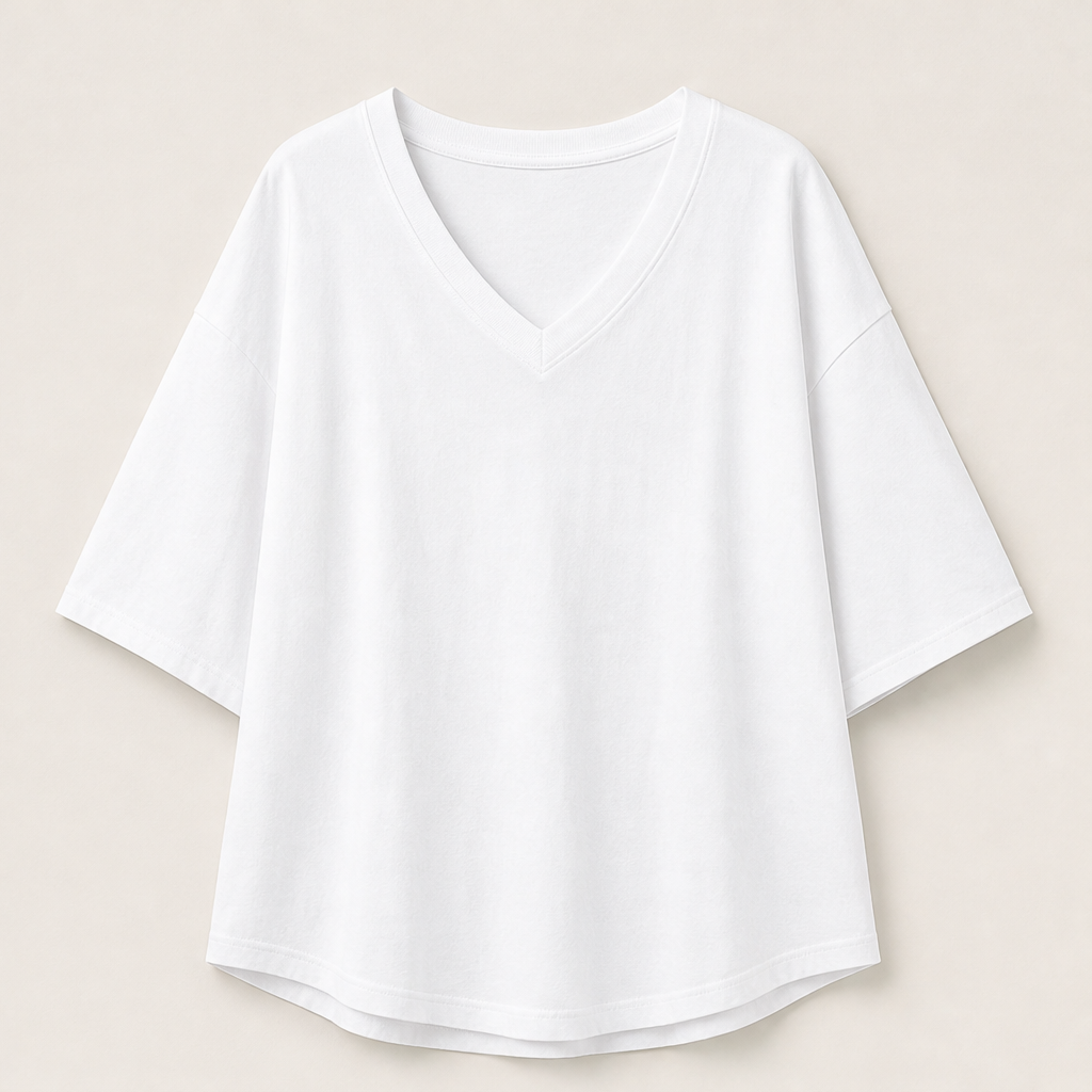 Maverla – Tunica Oversize Scollo a V in Cotone White