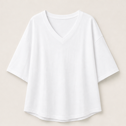 Maverla – Tunica Oversize Scollo a V in Cotone White