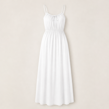 Voliera – Abito Lungo con Coulisse Regolabile White