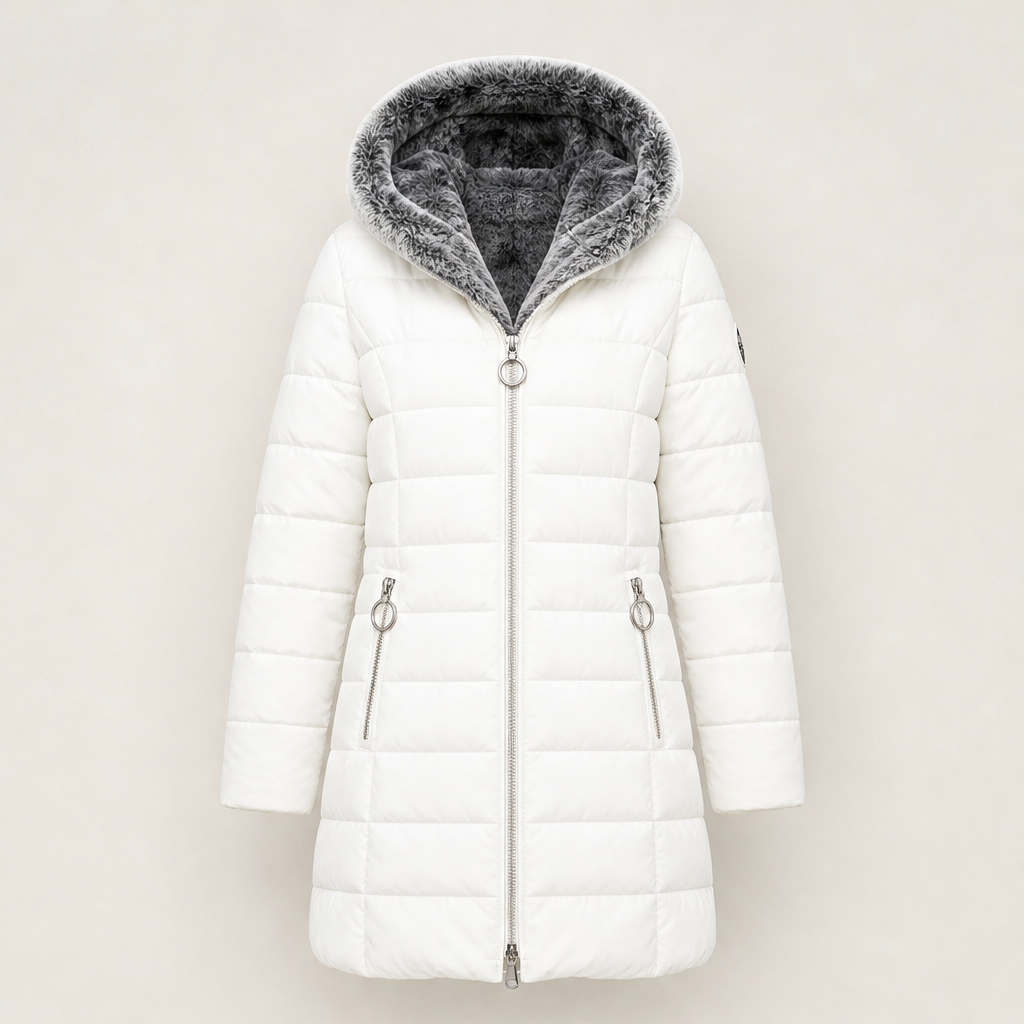 Luania – Piumino Lungo con Cappuccio Oversize White