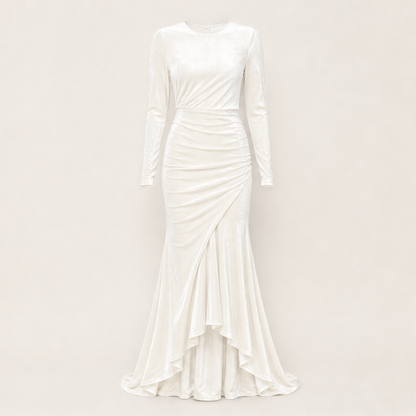Velmara – Abito Lungo in Velluto Sirena Ivory