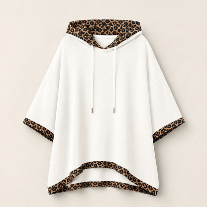 Felinora – Felpa con Cappuccio Bordo Leopardato White