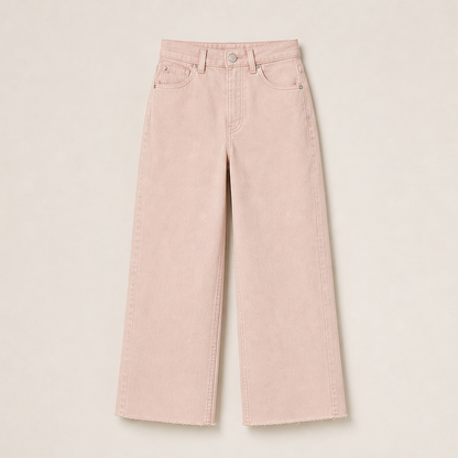 Calvetta – Jeans Dritti a Vita Alta Crop Pink