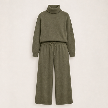 Novelora – Set Due Pezzi Dolcevita e Pantaloni Ampi Olive