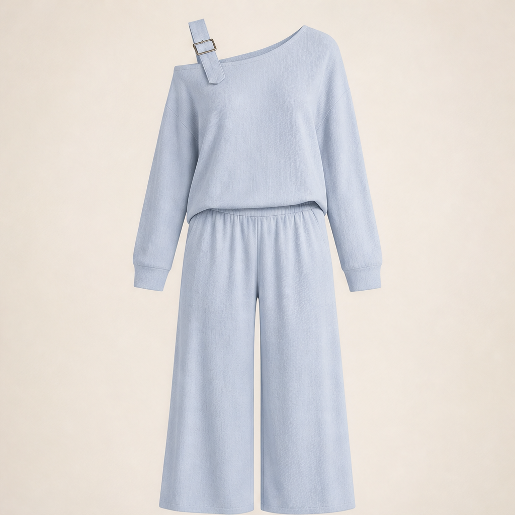 Velicci – Completo Monospalla in Maglia Morbida Blue