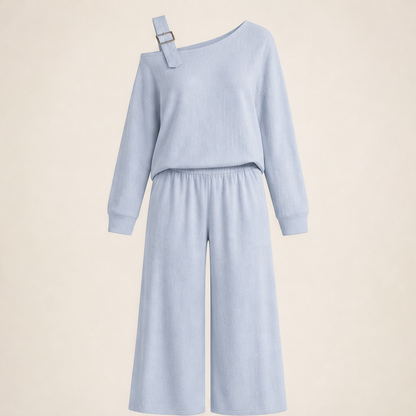Velicci – Completo Monospalla in Maglia Morbida Blue