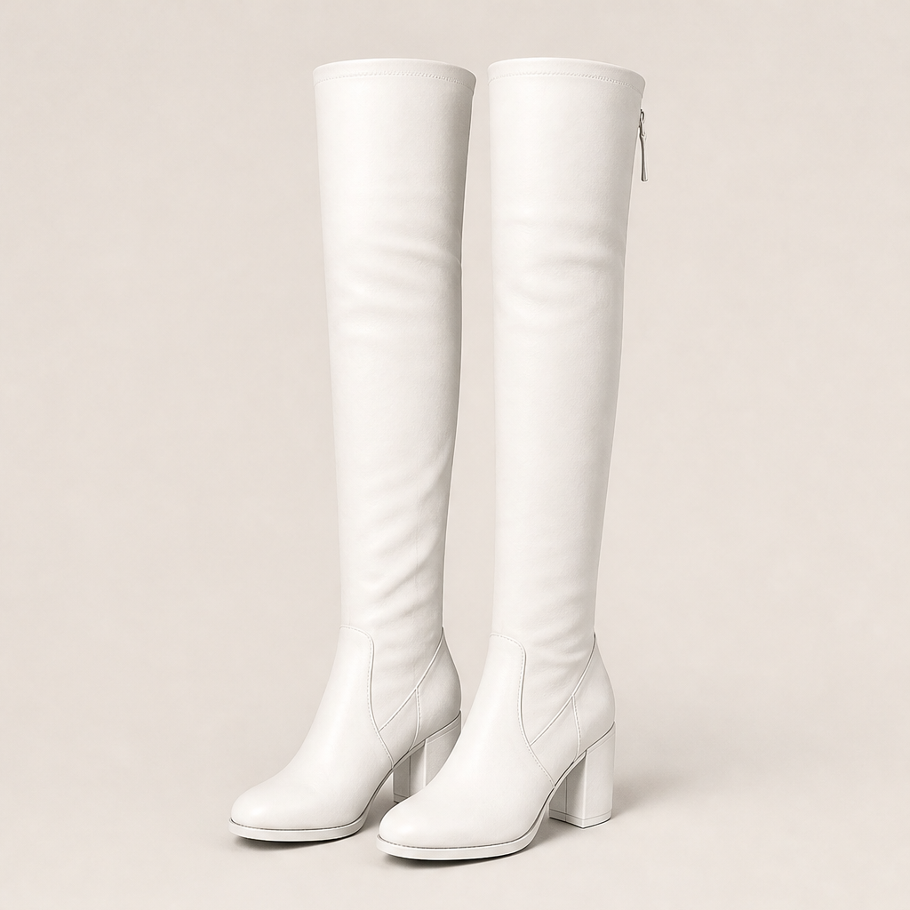 Velmora – Stivali Elasticizzati Sopra il Ginocchio White