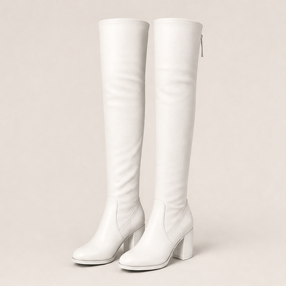 Velmora – Stivali Elasticizzati Sopra il Ginocchio White