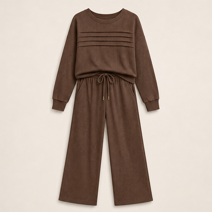 Morvenda – Girocollo Costine e Pantaloni Coulisse Brown