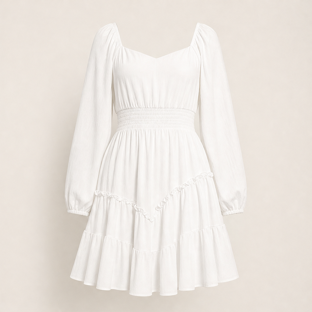 Varelli – Abito Mini a Balze Multistrato White