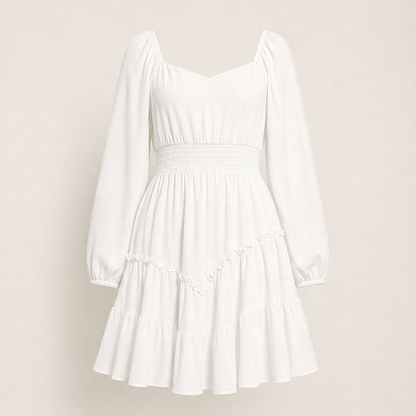 Varelli – Abito Mini a Balze Multistrato White
