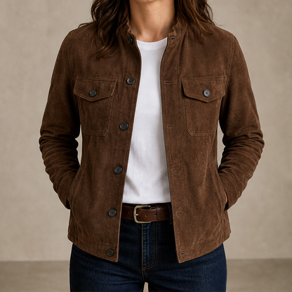 Varonne – Giacca Scamosciata Manica Lunga Brown