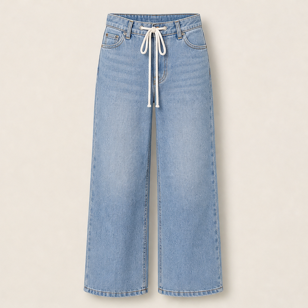 Varonza – Jeans a Gamba Larga con Coulisse Light Wash Blue