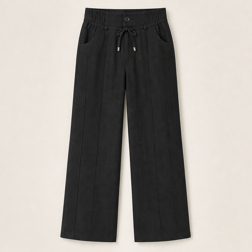 Velmora – Pantaloni a Vita Alta con Cuciture Frontali Black