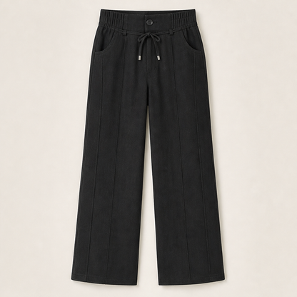 Velmora – Pantaloni a Vita Alta con Cuciture Frontali Black