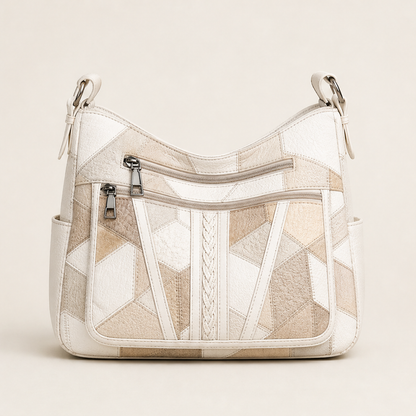 Solara – Borsa a Spalla in Pelle Mosaico Beige