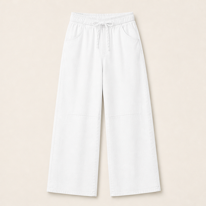 Velasca – Jeans Ampi a Vita Elastica con Coulisse White