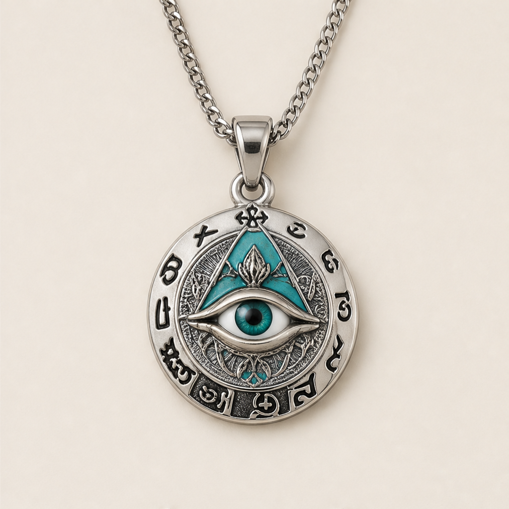 Velmyra – Collana Ciondolo Occhio Onniveggente Vintage Silver