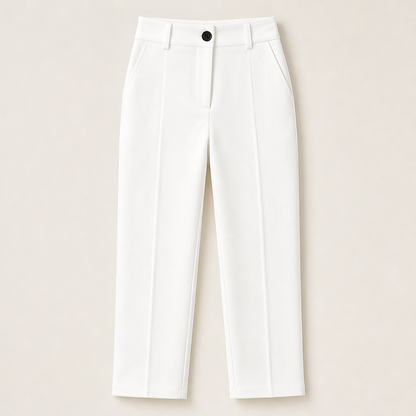 Vallenza – Pantaloni Cropped Sartoriali a Vita Alta White