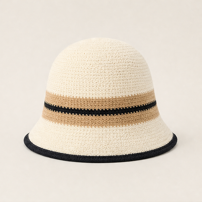 Verolli – Cappello Cloche a Righe Pieghevole Ivory