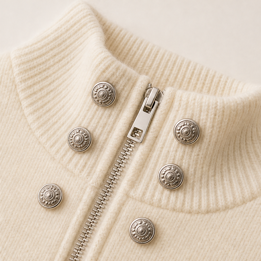 Marvenzo – Cardigan Doppiopetto Collo Alto in Maglia detail