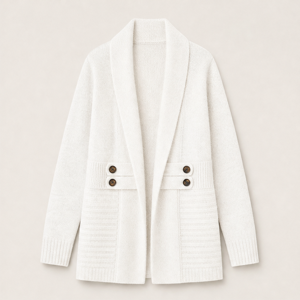 Novarene – Cardigan Doppiopetto in Maglia Beige