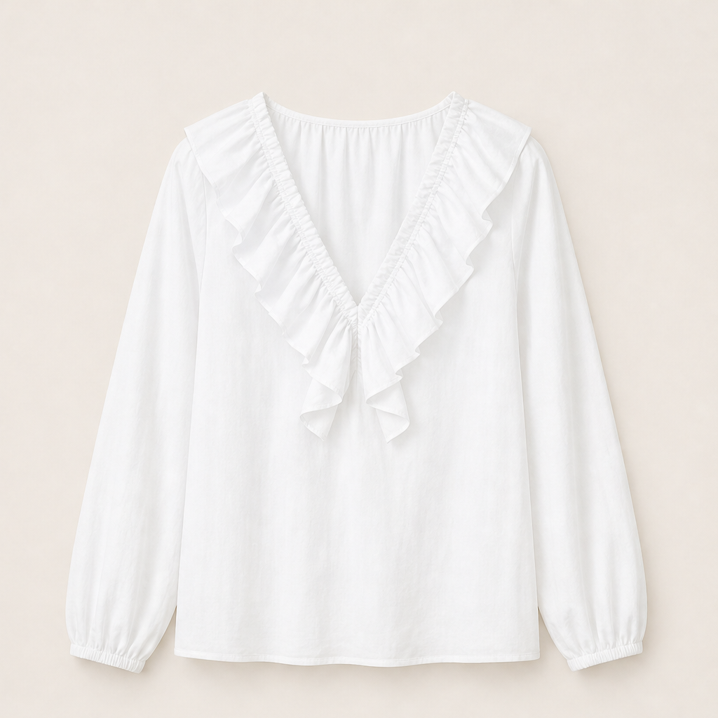 Velmora – Camicetta con Scollo a V e Rouches White