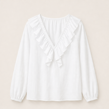 Velmora – Camicetta con Scollo a V e Rouches White